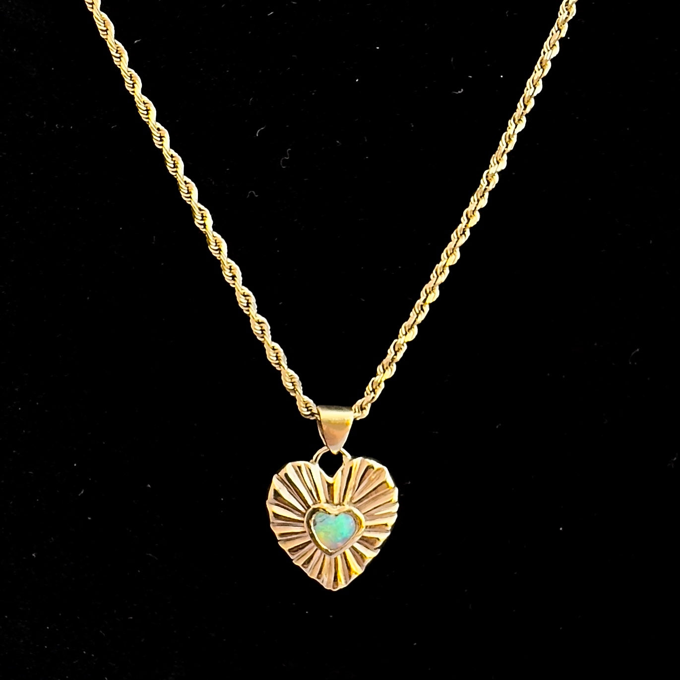 Ethiopian Opal Ribbed Heart Pendant